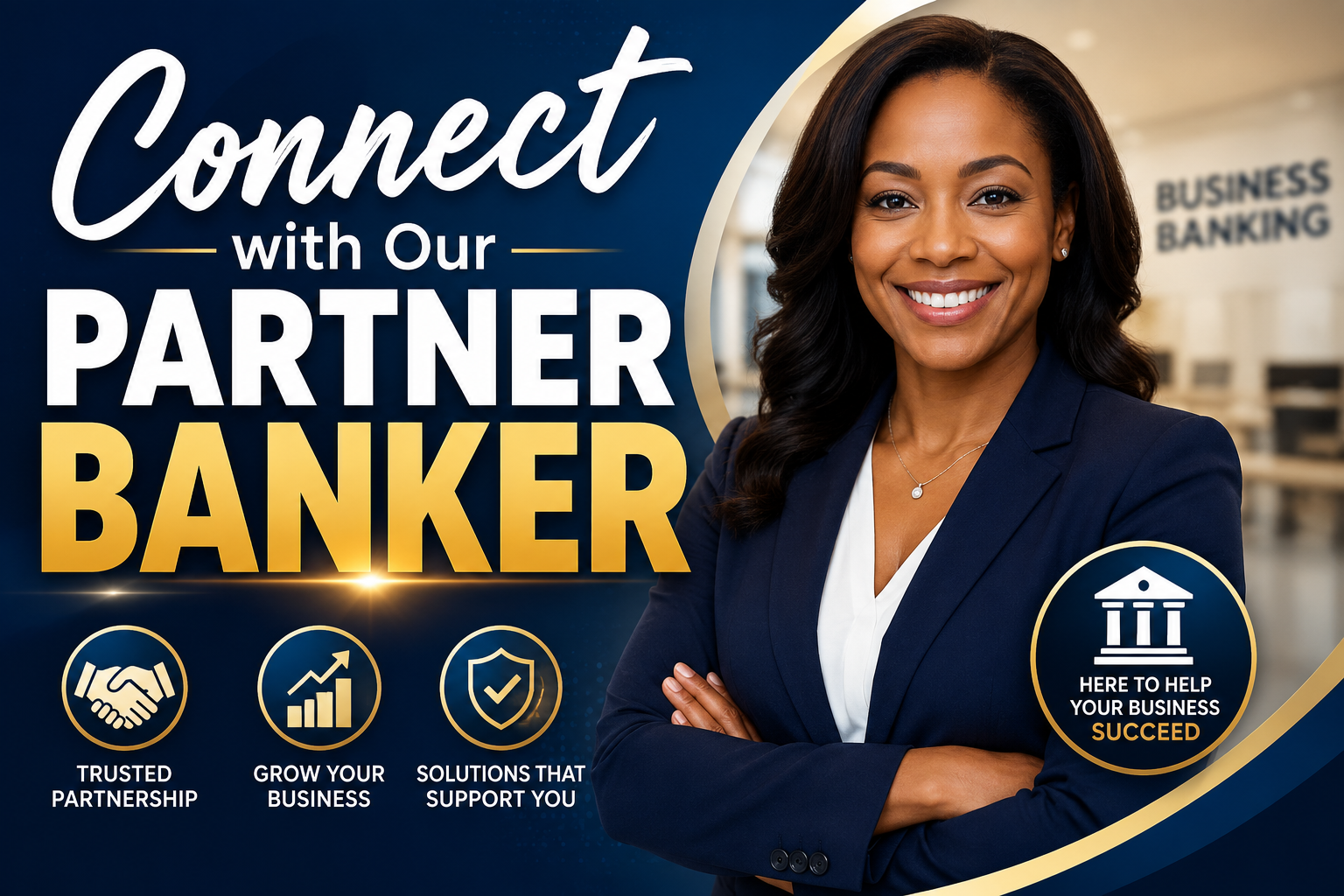 Connect with our partner banker — a business banker ready to help your business succeed